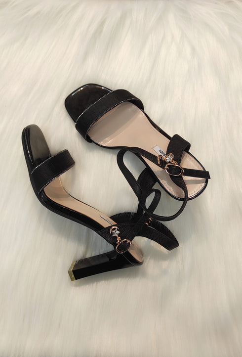 Stone Embellished Block Heel